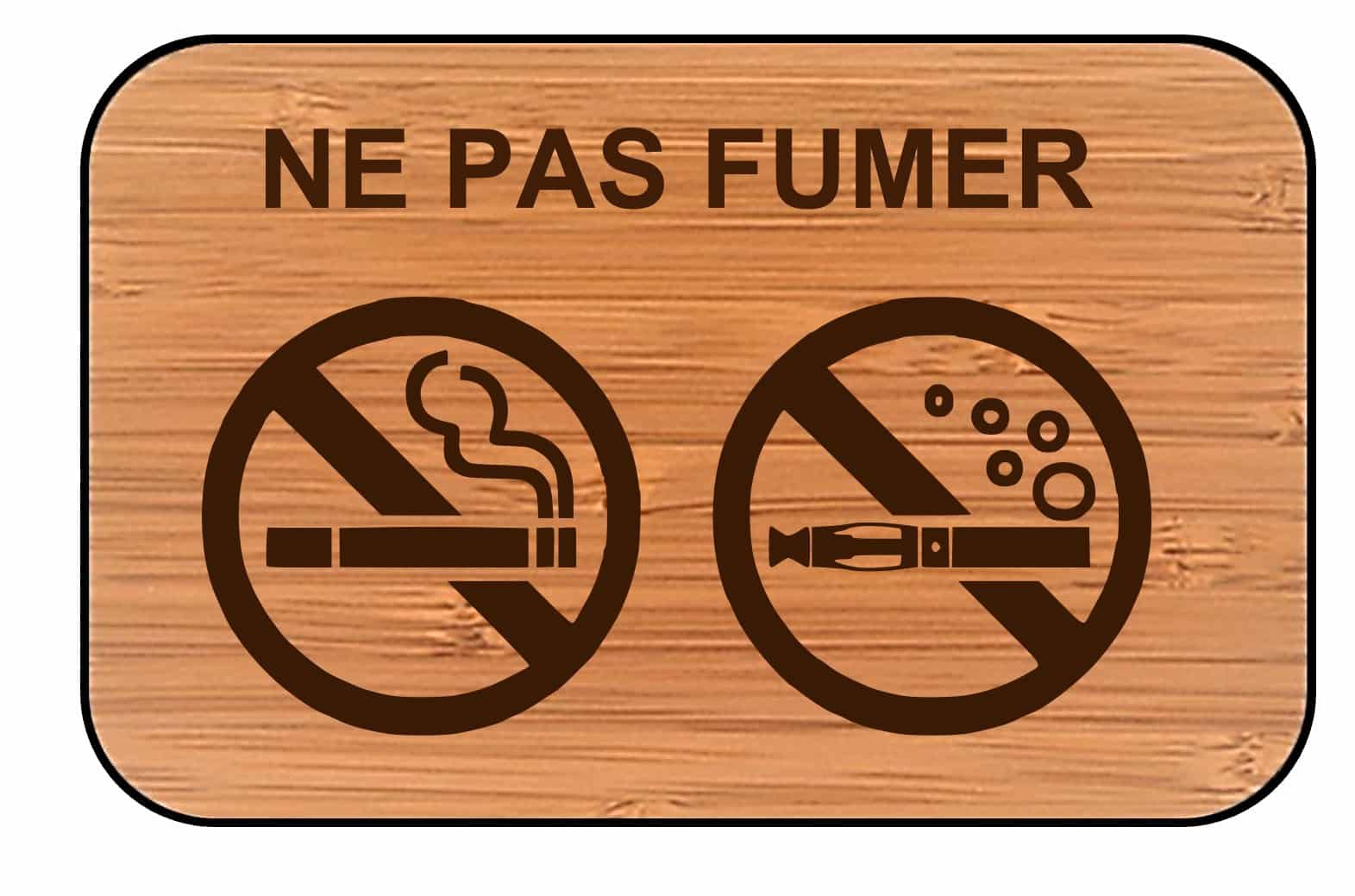 Pictogramme Ne pas fumer 230 x 150 mm et épaisseur 10 mm planche en